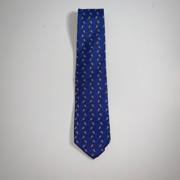 Zadi Andrew's silk tie blue print tie - Picture 1 of 8